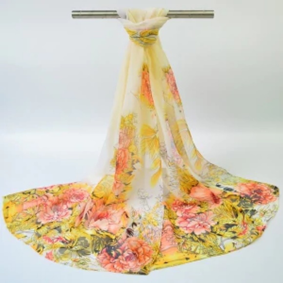 Hand-painted Flowers Bloom Printing Scarf - Picture 3 of 3